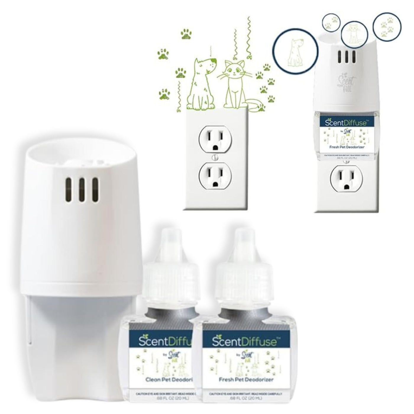 PetFresh Air Diffuser (2 Refills + Diffuser)